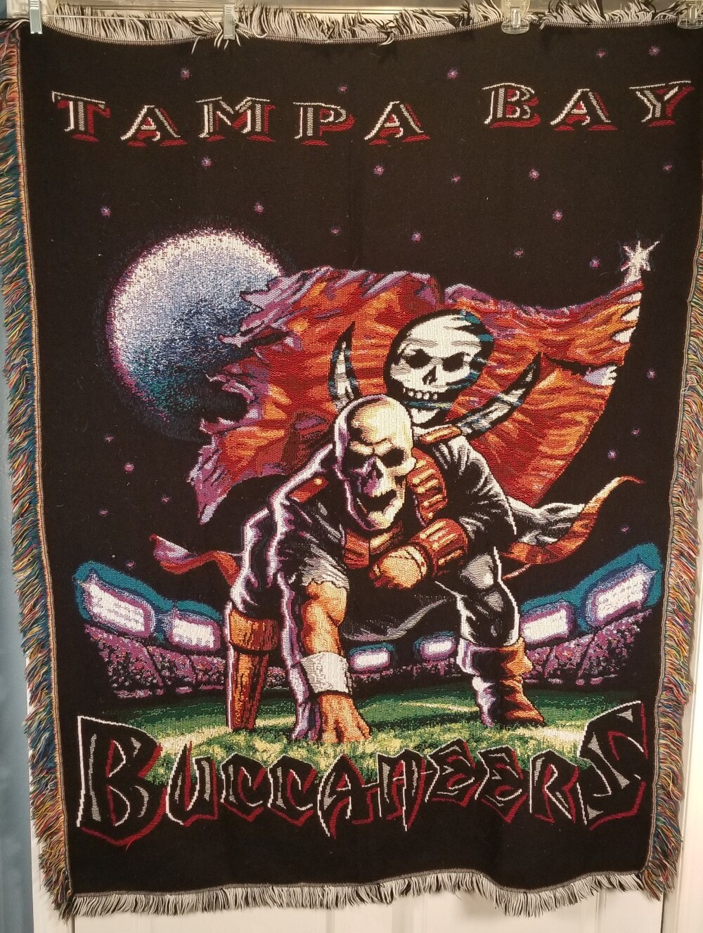 Vintage 90s Tampa Bay Buccaneers NFL Woven Tapestry Throw Wall Hang Blanket